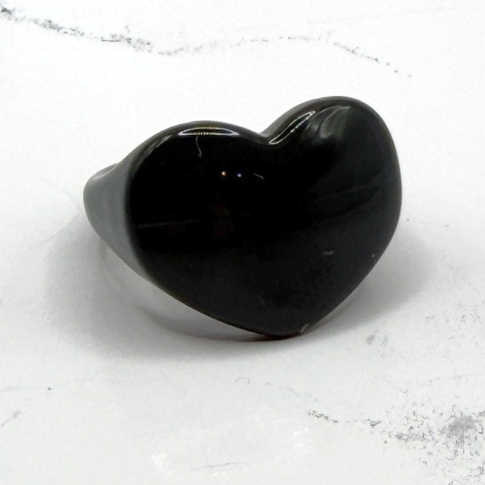 Black Heart Acrylic Chunky Ring Size 7.25 Bold Statement Rings Y2K Goth Style